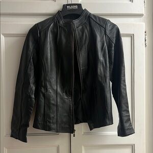 Black Leather Women's Moto Jacket
